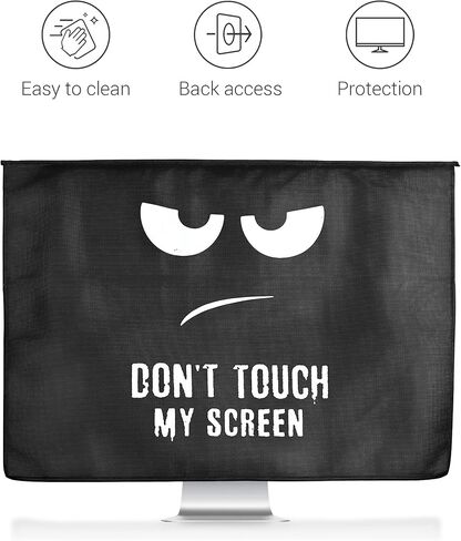 kwmobile Cover Compatible with 27-28" Monitor - with Extra Storage - Meow Cat Grey/Black in Saudi Arabia