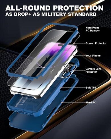 for iPhone 17 Case with Belt Clip Holster, Compatible with Magsafe, Military-Grade Protection,2X Screen Protector,Heavy Duty Cover for iPhone 17,Black in Kuwait