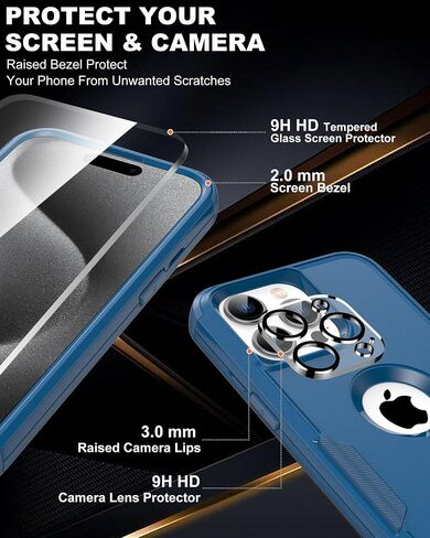 for iPhone 17 Case with Belt Clip Holster, Compatible with Magsafe, Military-Grade Protection,2X Screen Protector,Heavy Duty Cover for iPhone 17,Black in Kuwait