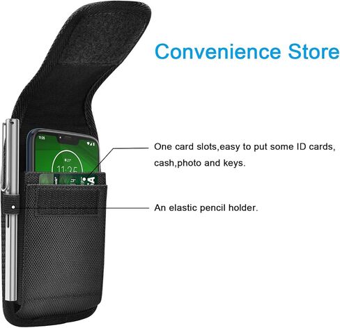Belt Holster for Moto G Stylus 5G G Pure G Power G Play Edge 5G UW One 5G Ace Z4 Nylon Cell Phone Pouch Belt Holder Carrying Case with Belt Clip Loop Card Slots, Black in Saudi Arabia