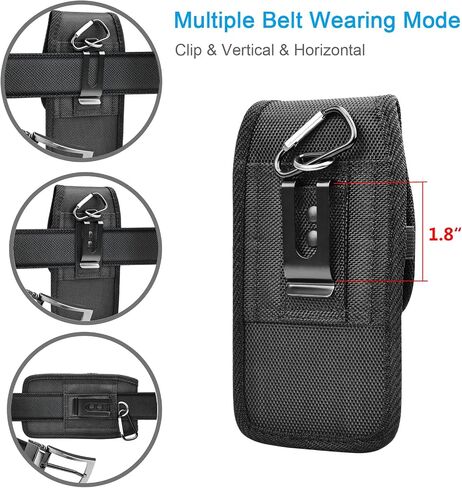 Belt Holster for Moto G Stylus 5G G Pure G Power G Play Edge 5G UW One 5G Ace Z4 Nylon Cell Phone Pouch Belt Holder Carrying Case with Belt Clip Loop Card Slots, Black in Saudi Arabia