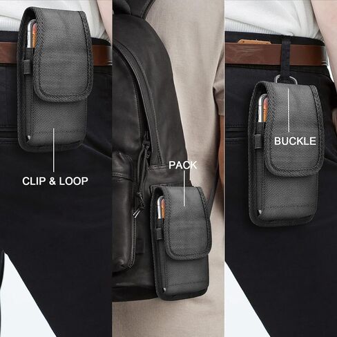 Belt Holster for Moto G Stylus 5G G Pure G Power G Play Edge 5G UW One 5G Ace Z4 Nylon Cell Phone Pouch Belt Holder Carrying Case with Belt Clip Loop Card Slots, Black in Saudi Arabia