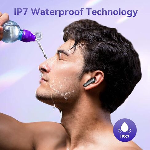 سماعات أذن لاسلكية تعمل لمدة 50 ساعة، سماعات أذن بلوتوث مدمجة بميكروفون لإلغاء الضوضاء مع علبة شحن، سماعات رأس بلوتوث مع صوت ستيريو، سماعات أذن مقاومة للماء IPX7 لهواتف iPhone وAndroid in Kuwait