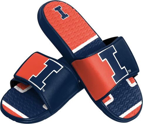 FOCO Illinois Fighting Illini NCAA Mens Colorblock Big Logo Gel Slides - L in Saudi Arabia