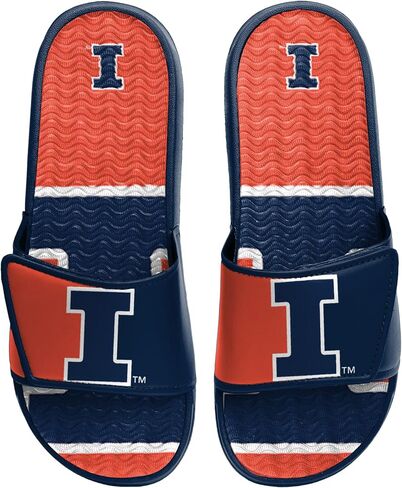 FOCO Illinois Fighting Illini NCAA Mens Colorblock Big Logo Gel Slides - L in Saudi Arabia