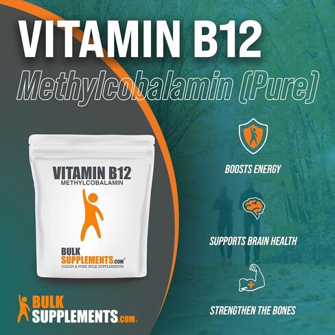 BULKSUPPLEMENTS.COM مسحوق ميثيل كوبالامين النقي (فيتامين ب 12) - ميثيل ب 12 - فيتامينات الطاقة - مكملات فيتامين ب 12 - فيتامين ب 12 النباتي (10 جرام - 0.35 أونصة) in Saudi Arabia