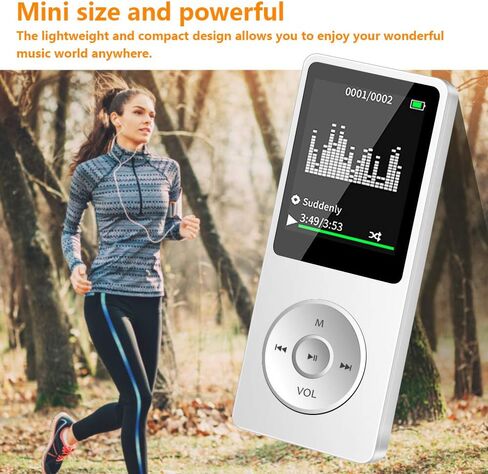 MP3 Player with Bluetooth Portable Music Player with 32GB,Supports Photos/Video Play/FM Radio/Voice Recorder/E-Book Reader,Music Player with HD Speaker,1.8" Screen Supports up to 128GB-White in Kuwait