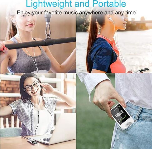 MP3 Player with Bluetooth Portable Music Player with 32GB,Supports Photos/Video Play/FM Radio/Voice Recorder/E-Book Reader,Music Player with HD Speaker,1.8" Screen Supports up to 128GB-White in Kuwait