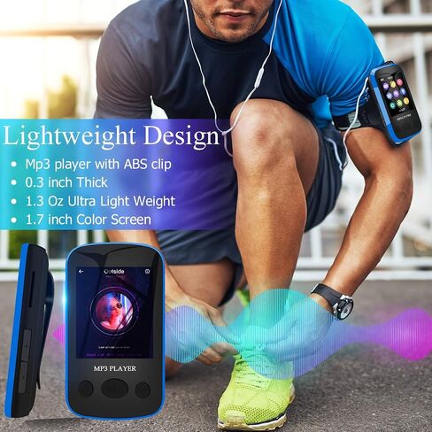 مشغل MP3 بمشبك سعة 16 جيجابايت مع بلوتوث 5.0 - مشغل موسيقى رقمي محمول pebuwet مشغل MP3 MP4 مع مشبك للأطفال مع USB-C للرياضة والجري ومشغل Walkman صغير الحجم وخفيف الوزن يمكن ارتداؤه in Saudi Arabia