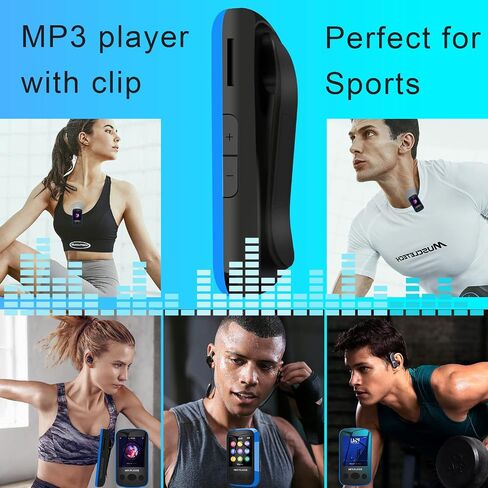 مشغل MP3 بمشبك سعة 16 جيجابايت مع بلوتوث 5.0 - مشغل موسيقى رقمي محمول pebuwet مشغل MP3 MP4 مع مشبك للأطفال مع USB-C للرياضة والجري ومشغل Walkman صغير الحجم وخفيف الوزن يمكن ارتداؤه in Saudi Arabia
