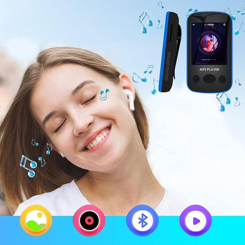 مشغل MP3 بمشبك سعة 16 جيجابايت مع بلوتوث 5.0 - مشغل موسيقى رقمي محمول pebuwet مشغل MP3 MP4 مع مشبك للأطفال مع USB-C للرياضة والجري ومشغل Walkman صغير الحجم وخفيف الوزن يمكن ارتداؤه in Saudi Arabia
