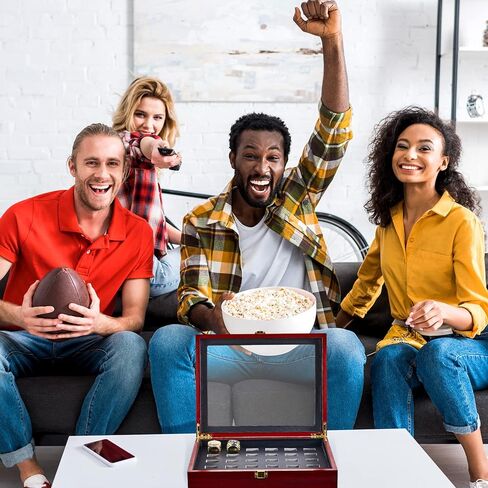 علبة عرض حلقة البطولة، صندوق عرض حلقة البيسبول الخشبية، صندوق حلقة البيسبول الرياضي، صندوق خاتم البطولة مع بطانة من جلد البولي يوريثان لحلقات متعددة، 30 فتحة in Saudi Arabia