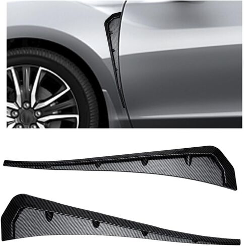 2PCS Car Fender Side Vents Decoration Strip, Carbon Fiber Texture Exterior Accessories, Air Flow Intake Hole Grille, Side Fender Vent Decoration Strip, Side Fender Vent Cover Trim (Carbon Fiber Black) in Kuwait