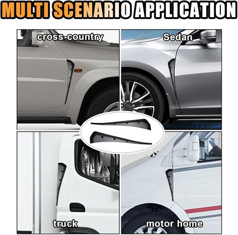 2PCS Car Fender Side Vents Decoration Strip, Carbon Fiber Texture Exterior Accessories, Air Flow Intake Hole Grille, Side Fender Vent Decoration Strip, Side Fender Vent Cover Trim (Carbon Fiber Black) in Kuwait