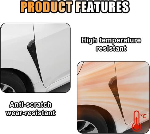2PCS Car Fender Side Vents Decoration Strip, Carbon Fiber Texture Exterior Accessories, Air Flow Intake Hole Grille, Side Fender Vent Decoration Strip, Side Fender Vent Cover Trim (Carbon Fiber Black) in Kuwait