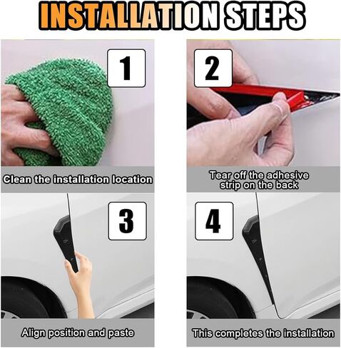 2PCS Car Fender Side Vents Decoration Strip, Carbon Fiber Texture Exterior Accessories, Air Flow Intake Hole Grille, Side Fender Vent Decoration Strip, Side Fender Vent Cover Trim (Carbon Fiber Black) in Kuwait