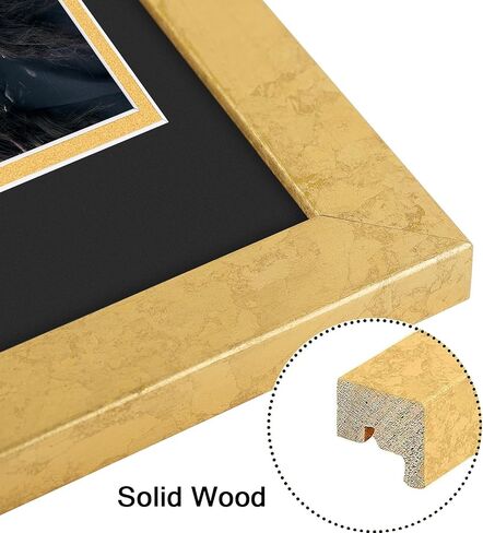 Golden State Art 11x17 Picture Frame in Gold, Solid Wood Photo Frame with Tempered Glass Front, Displays Pictures 11 x 17 for Wall Mounting, Horizontal and Vertical Wall Hanging Option(1 Pack) in Saudi Arabia