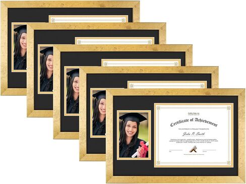 Golden State Art 11x17 Picture Frame in Gold, Solid Wood Photo Frame with Tempered Glass Front, Displays Pictures 11 x 17 for Wall Mounting, Horizontal and Vertical Wall Hanging Option(1 Pack) in Saudi Arabia