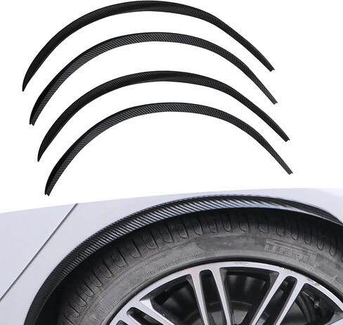 Pack-4 Car Fender Trim Strip, 28" Anti-Scratch Wheel Fender Horn Protectors, Carbon Fiber Arch Wheel Header Protection Anti-Scratch Pad, Curved Anti-Collision Wheels Lip Strip (Black) in Saudi Arabia