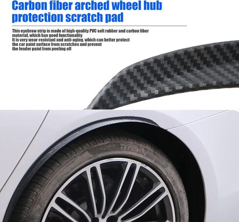 Pack-4 Car Fender Trim Strip, 28" Anti-Scratch Wheel Fender Horn Protectors, Carbon Fiber Arch Wheel Header Protection Anti-Scratch Pad, Curved Anti-Collision Wheels Lip Strip (Black) in Saudi Arabia