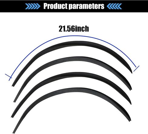 Pack-4 Car Fender Trim Strip, 28" Anti-Scratch Wheel Fender Horn Protectors, Carbon Fiber Arch Wheel Header Protection Anti-Scratch Pad, Curved Anti-Collision Wheels Lip Strip (Black) in Saudi Arabia