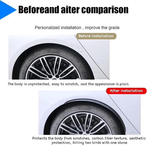Pack-4 Car Fender Trim Strip, 28" Anti-Scratch Wheel Fender Horn Protectors, Carbon Fiber Arch Wheel Header Protection Anti-Scratch Pad, Curved Anti-Collision Wheels Lip Strip (Black) in Saudi Arabia