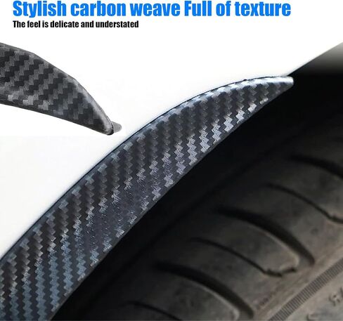 Pack-4 Car Fender Trim Strip, 28" Anti-Scratch Wheel Fender Horn Protectors, Carbon Fiber Arch Wheel Header Protection Anti-Scratch Pad, Curved Anti-Collision Wheels Lip Strip (Black) in Saudi Arabia