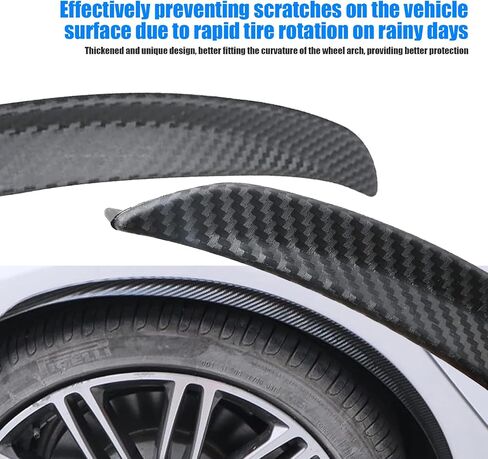Pack-4 Car Fender Trim Strip, 28" Anti-Scratch Wheel Fender Horn Protectors, Carbon Fiber Arch Wheel Header Protection Anti-Scratch Pad, Curved Anti-Collision Wheels Lip Strip (Black) in Saudi Arabia