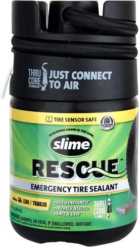 Slime 10188 مانع التسرب لإصلاح ثقب الإطارات المسطحة، الإنقاذ، إصلاح الطوارئ لمركبات الطرق السريعة، ملاءمة عالمية، غير سامة، صديقة للبيئة، أسود in Saudi Arabia