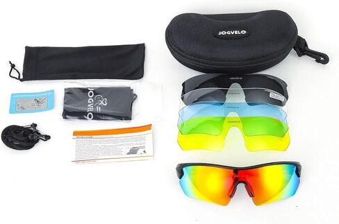 Polarized Sports Sunglasses,Cycling Glasses Men UV400 with 5 Interchangeable Lenes in Kuwait