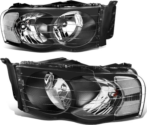 DNA Motoring HL-OH-DR02-BK-CL1 Black Housing Clear Corner Headlights Compatible with 02-05 Ram 1500/03-05 Ram 2500 3500, Left & Right in Saudi Arabia