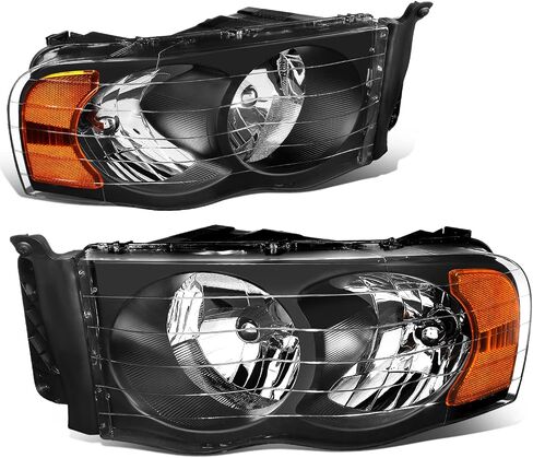 DNA Motoring HL-OH-DR02-BK-CL1 Black Housing Clear Corner Headlights Compatible with 02-05 Ram 1500/03-05 Ram 2500 3500, Left & Right in Saudi Arabia