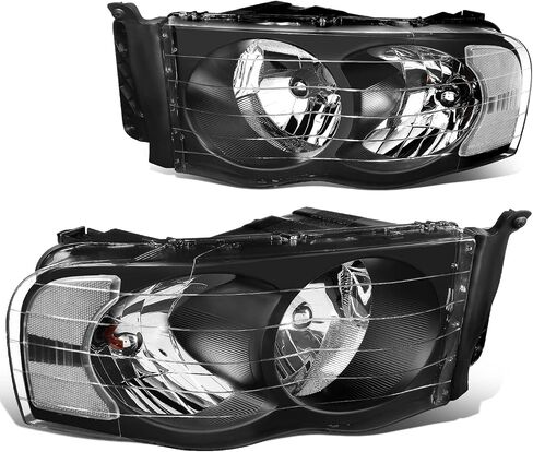 DNA Motoring HL-OH-DR02-BK-CL1 Black Housing Clear Corner Headlights Compatible with 02-05 Ram 1500/03-05 Ram 2500 3500, Left & Right in Saudi Arabia