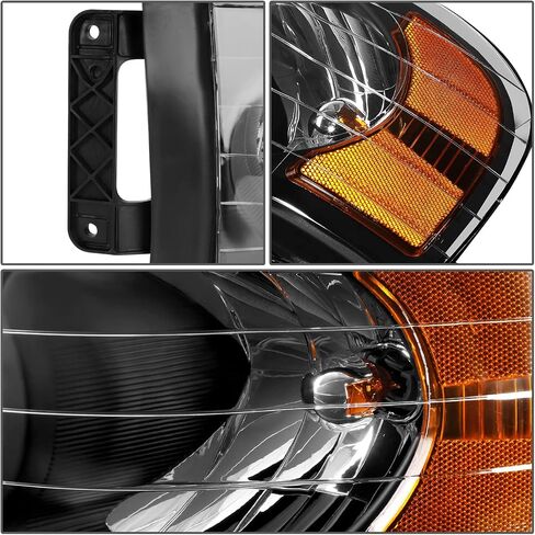 DNA Motoring HL-OH-DR02-BK-CL1 Black Housing Clear Corner Headlights Compatible with 02-05 Ram 1500/03-05 Ram 2500 3500, Left & Right in Saudi Arabia