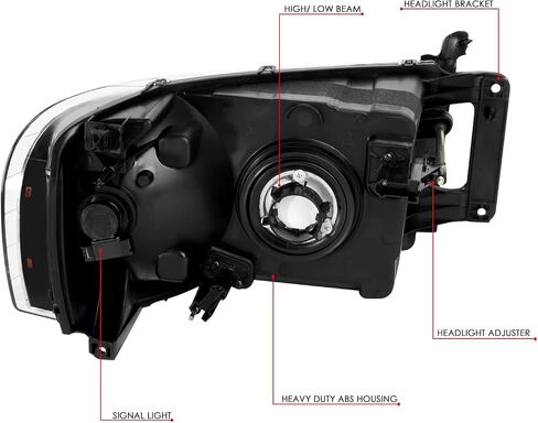 DNA Motoring HL-OH-DR02-BK-CL1 Black Housing Clear Corner Headlights Compatible with 02-05 Ram 1500/03-05 Ram 2500 3500, Left & Right in Saudi Arabia