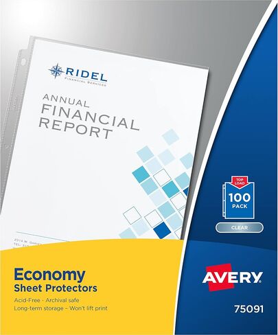 Avery Clear Economy Sheet Protectors, Top Load, 30 Document Protectors (74082) in Saudi Arabia