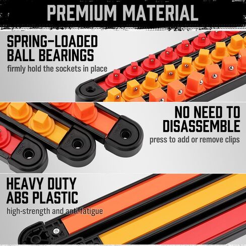 HOUSDY منظم المقبس عالي التحمل قابل للإزالة | 1/4 بوصة، 3/8 بوصة، 1/2 بوصة | حاملات مقابس عالية الجودة in Kuwait