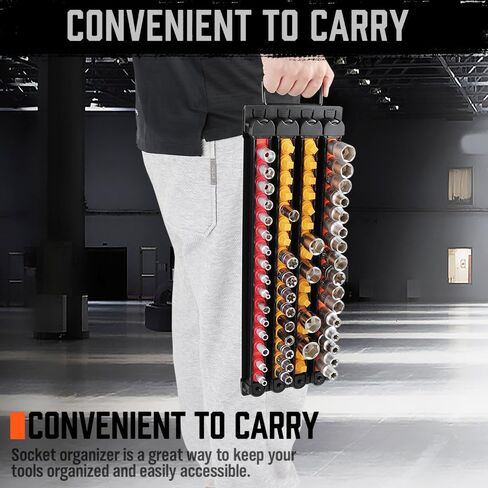 HOUSDY منظم المقبس عالي التحمل قابل للإزالة | 1/4 بوصة، 3/8 بوصة، 1/2 بوصة | حاملات مقابس عالية الجودة in Kuwait