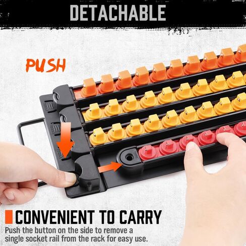 HOUSDY منظم المقبس عالي التحمل قابل للإزالة | 1/4 بوصة، 3/8 بوصة، 1/2 بوصة | حاملات مقابس عالية الجودة in Kuwait