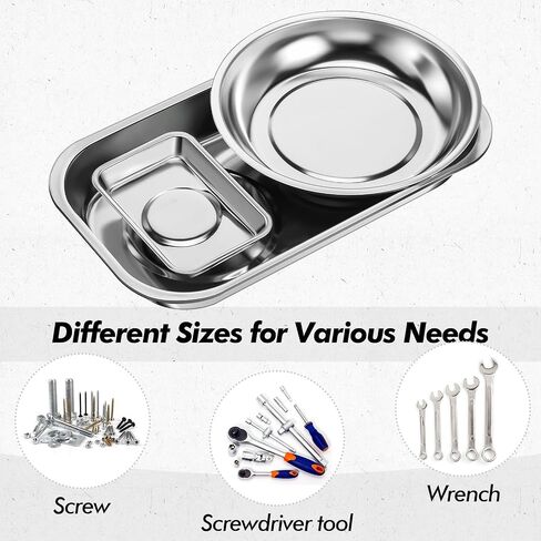9 Pieces Magnetic Tool Tray Set, Magnetic Parts Tray Holder Round Magnetic Tray Stainless Steel Magnetic Holder for Parts Socket Screw Nut Bolt Metal Tool for Mechanic and Automotive Workers in Saudi Arabia