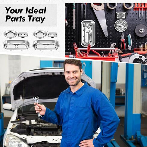 9 Pieces Magnetic Tool Tray Set, Magnetic Parts Tray Holder Round Magnetic Tray Stainless Steel Magnetic Holder for Parts Socket Screw Nut Bolt Metal Tool for Mechanic and Automotive Workers in Saudi Arabia