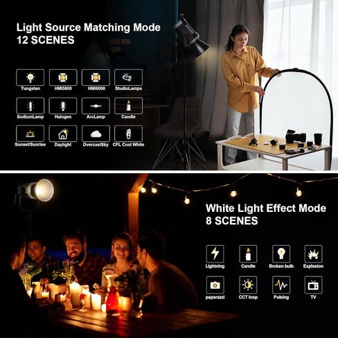 GVM 600W Led Video Light، 5600K Led Studio Light Photography Lighting مع التحكم APP / DMX، 129000lux / 1m إضاءة مستمرة للاستوديو، تصوير الفيديو، الألعاب، البث in Kuwait