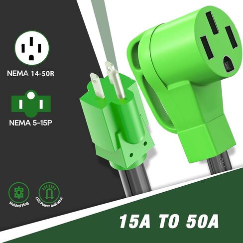 محول قابس شاحن EV من المستوى 1 (ليس لـ RV) سلك محول NEMA 5-15P إلى 14-50R لشاحن Tesla الثقيل 50 أمبير إلى 15 أمبير 110 فولت سلك طاقة شاحن EV in Kuwait