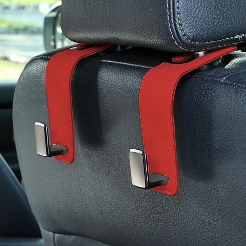 Car Seat Back Hook Metal with Suede Universal Vehicle Headrest Hangers Interior Storage Organizer for Purse Handbag Coat Grocery Bags 2 Pack Beige in Kuwait