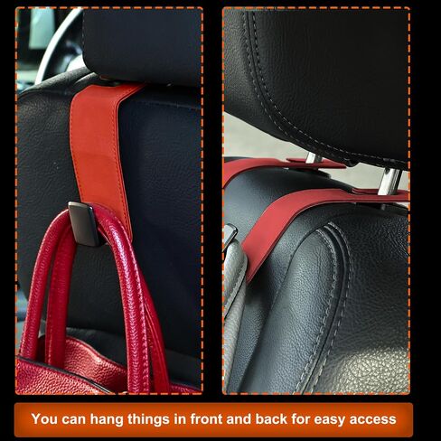 Car Seat Back Hook Metal with Suede Universal Vehicle Headrest Hangers Interior Storage Organizer for Purse Handbag Coat Grocery Bags 2 Pack Beige in Kuwait