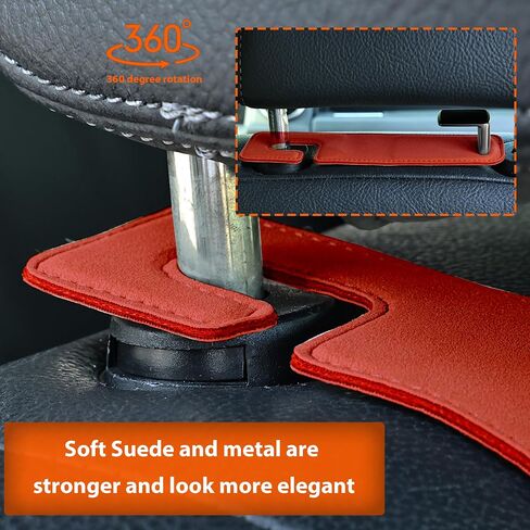 Car Seat Back Hook Metal with Suede Universal Vehicle Headrest Hangers Interior Storage Organizer for Purse Handbag Coat Grocery Bags 2 Pack Beige in Kuwait