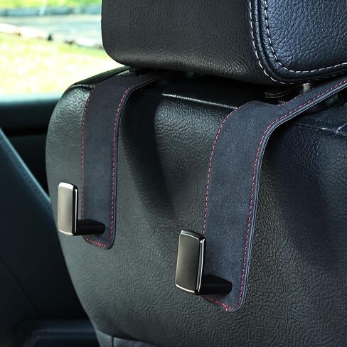 Car Seat Back Hook Metal with Suede Universal Vehicle Headrest Hangers Interior Storage Organizer for Purse Handbag Coat Grocery Bags 2 Pack Beige in Kuwait