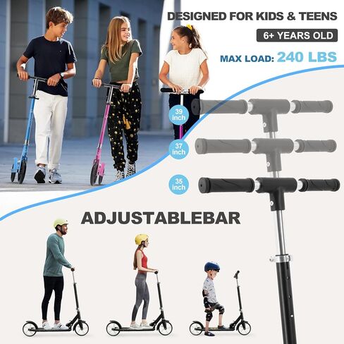 سكوتر كيك للأعمار من 6 سنوات فما فوق والأطفال والمراهقين والبالغين. الحمولة القصوى 240 رطلاً. عجلات كبيرة قابلة للطي وخفيفة الوزن مقاس 8 بوصات للأطفال والمراهقين والبالغين، 3 مستويات قابلة للتعديل. تحمل ABEC7 in Kuwait