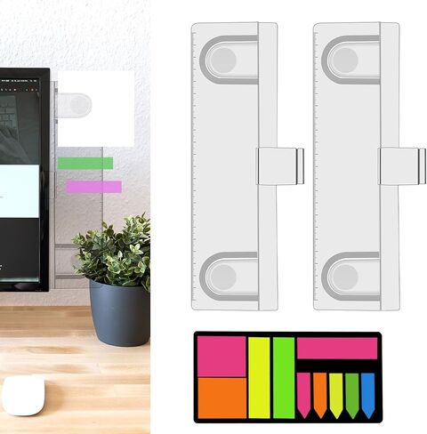 قطعتان من حامل مستندات الشاشة متعدد الوظائف، لوح أكريليك شفاف مع مشابك، لوحة رسائل سطح المكتب للمكتب مع مذكرة لاصقة، رمادي in Kuwait