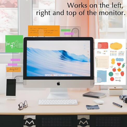 قطعتان من حامل مستندات الشاشة متعدد الوظائف، لوح أكريليك شفاف مع مشابك، لوحة رسائل سطح المكتب للمكتب مع مذكرة لاصقة، رمادي in Kuwait